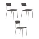 Ver imagem 1 de Conjunto 3 Cadeiras Estofadas Fixa Empilhável Fit Cinza/Névoa Prata/Branco Fosco