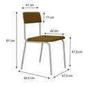 Ver imagem 4 de Conjunto 3 Cadeiras Estofadas Fixa Empilhável Fit Amarelo/Mostarda/Branco Fosco