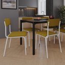 Ver imagem 3 de Conjunto 3 Cadeiras Estofadas Fixa Empilhável Fit Amarelo/Mostarda/Branco Fosco