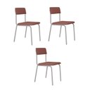 Ver imagem 1 de Conjunto 3 Cadeiras Estofadas Fixa Empilhável Fit Rosa/Tulipa Rosê/Branco Fosco
