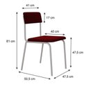 Ver imagem 4 de Conjunto 3 Cadeiras Estofadas Fixa Empilhável Fit Vermelho/Vinho/Branco Fosco