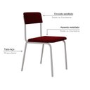Ver imagem 5 de Conjunto 3 Cadeiras Estofadas Fixa Empilhável Fit Vermelho/Vinho/Branco Fosco