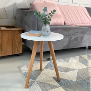 Mesinha de Canto Lateral Pé Palito de Madeira Decorativa para Sala e Quarto Branca