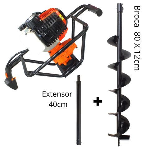 Perfurador de Solo Para Construção Civil VPS520 Vulcan 2T Gasolina Com Broca 80x12cm + Extensor