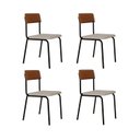 Ver imagem 1 de Conjunto 4 Cadeiras Estofadas Fixa Empilhável Fit Branco/Palha/Caramelo/Preto Fosco