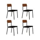 Ver imagem 1 de Conjunto 4 Cadeiras Estofadas Fixa Empilhável Fit Preto/Caramelo/Fosco
