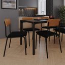 Ver imagem 3 de Conjunto 4 Cadeiras Estofadas Fixa Empilhável Fit Preto/Caramelo/Fosco