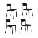 Ver imagem 1 de Conjunto 4 Cadeiras Estofadas Fixa Empilhável Fit Verde/Musgo City/Preto Fosco