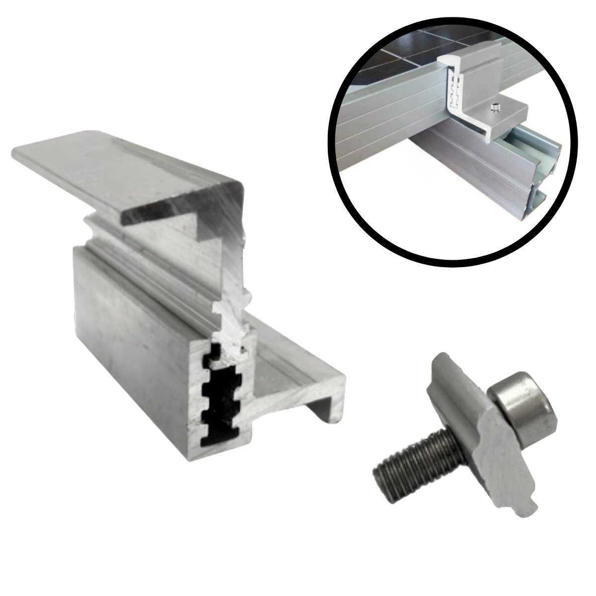 Fixador Grampo Final End Clamp Regulável Linha C Placa Painel Solar Alumínio e Inox | Perfil Master