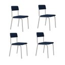 Ver imagem 1 de Conjunto 4 Cadeiras Estofadas Fixa Empilhável Fit Azul/Branco Fosco