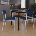 Ver imagem 3 de Conjunto 4 Cadeiras Estofadas Fixa Empilhável Fit Azul/Branco Fosco