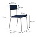 Ver imagem 4 de Conjunto 4 Cadeiras Estofadas Fixa Empilhável Fit Azul/Branco Fosco