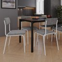 Ver imagem 3 de Conjunto 4 Cadeiras Estofadas Fixa Empilhável Fit Cinza/Névoa Prata City/Branco Fosco