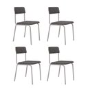 Ver imagem 1 de Conjunto 4 Cadeiras Estofadas Fixa Empilhável Fit Cinza/Névoa Prata City/Branco Fosco