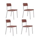 Ver imagem 1 de Conjunto 4 Cadeiras Estofadas Fixa Empilhável Fit Rosa/Tulipa Rosê City/Branco Fosco