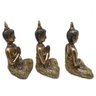 Trio de Buda Tailandês Yoga Buda Cobre Brilhante 12 cm - 2