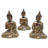 Trio de Buda Tailandês Yoga Buda Cobre Brilhante 12 cm - 1