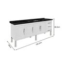 Ver imagem 2 de GABINETE DE COZINHA 100% AÇO PARA PIA 2.00 MT 4 PORTAS 3 GAVETAS -BRANCO