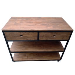 Aparador Buffet de Madeira e Ferro com 2 Gavetas e 2 Prateleiras Decoração Industrial Preto e Imbuia - 3