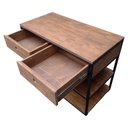 Ver imagem 2 de Aparador Buffet de Madeira e Ferro com 2 Gavetas e 2 Prateleiras Decoração Industrial Preto e Imbuia