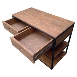 Aparador Buffet de Madeira e Ferro com 2 Gavetas e 2 Prateleiras Decoração Industrial Preto e Imbuia - 2