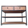 Aparador Buffet de Madeira e Ferro com 2 Gavetas e 2 Prateleiras Decoração Industrial Preto e Imbuia - 7