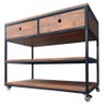 Aparador Buffet de Madeira e Ferro com 2 Gavetas e 2 Prateleiras Decoração Industrial Preto e Imbuia - 1