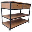 Ver imagem 6 de Aparador Buffet de Madeira e Ferro com 2 Gavetas e 2 Prateleiras Decoração Industrial Preto e Imbuia