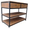 Aparador Buffet de Madeira e Ferro com 2 Gavetas e 2 Prateleiras Decoração Industrial Preto e Imbuia - 6