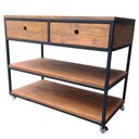 Ver imagem 5 de Aparador Buffet de Madeira e Ferro com 2 Gavetas e 2 Prateleiras Decoração Industrial Preto e Imbuia