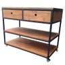 Aparador Buffet de Madeira e Ferro com 2 Gavetas e 2 Prateleiras Decoração Industrial Preto e Imbuia - 5