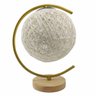 Luminaria Abajur Meia Lua Cupula Bola Base Madeira Resistente Rustica Decoraçao Enfeite Sala Quarto  - 10