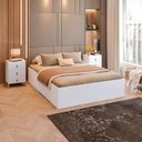 Ver imagem 1 de Conjunto Cama Box Casal Lia com Mesa Cabeceira com 3 Gavetas Dumont