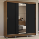 Ver imagem 1 de Guarda-Roupa Casal com Pés 3 Portas de Correr com Espelho Reno Madesa