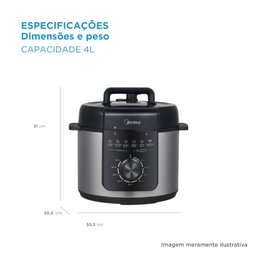 Panela de Pressão Mecânica Preta e Inox 4l Midea Ppm41 -127v - 15