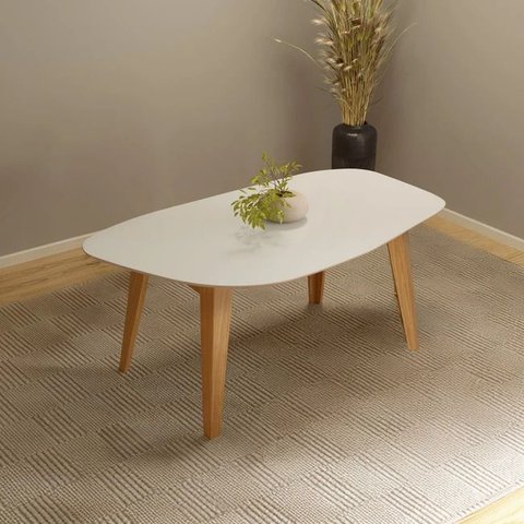 Mesa Orgânica / Retrô 180 cm - Off White/Freijó
