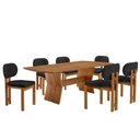 Ver imagem 1 de Mesa Portugal Tampo Laminado Barril 6 Cadeiras Nala Moderna Linho Preto/imbuia Nat/cinam. Imbuia