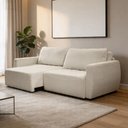 Ver imagem 4 de Sofá 3 Lugares Retrátil Reclinável para Sala de Estar 210cm Siloé K01 Veludo Bege - Lyam Decor