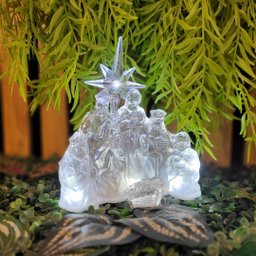 Presépio Iluminado Led Acrílico Transparente Luxo 17cm - Nataluz - 7