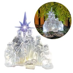 Presépio Iluminado Led Acrílico Transparente Luxo 17cm - Nataluz - 2