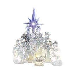 Presépio Iluminado Led Acrílico Transparente Luxo 17cm - Nataluz - 1