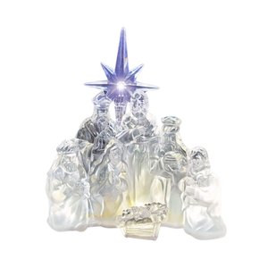 Presépio Iluminado Led Acrílico Transparente Luxo 17cm - Nataluz