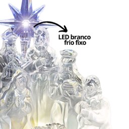 Presépio Iluminado Led Acrílico Transparente Luxo 17cm - Nataluz - 4