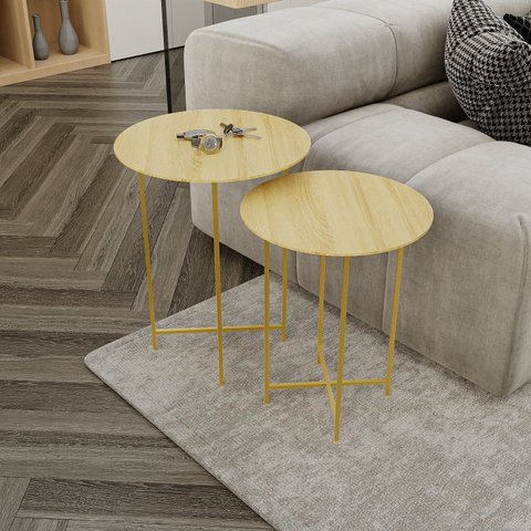 Conjunto Mesa Lateral de Canto Rome 100% MDF 57cm x 45cm x 45cm Marrom