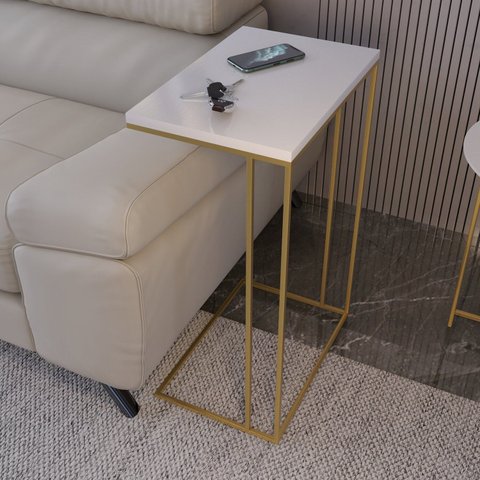Mesa Lateral Greco 67cm x 45cm x 30cm Branco