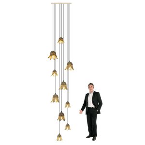 Lustre Pendente Para Sala Pé direito Alto Duplo Flora Marfim