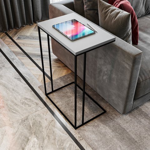Mesa Lateral Greco 67cm x 45cm x 30cm Cinza