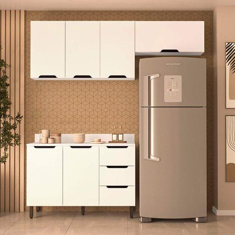 Armário de Cozinha Modulada Completa 3 Peças 200cm com Tampo 250063 Meena Politorno Móveis