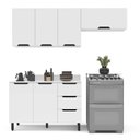 Ver imagem 3 de Armário de Cozinha Modulada Completa 3 Peças 200cm com Tampo 250063 Meena Politorno Móveis