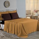 Ver imagem 1 de Jogo de Cama Casal Viúva Nobre 4 Peças Malha 100% Algodão - Cobre / Marrom